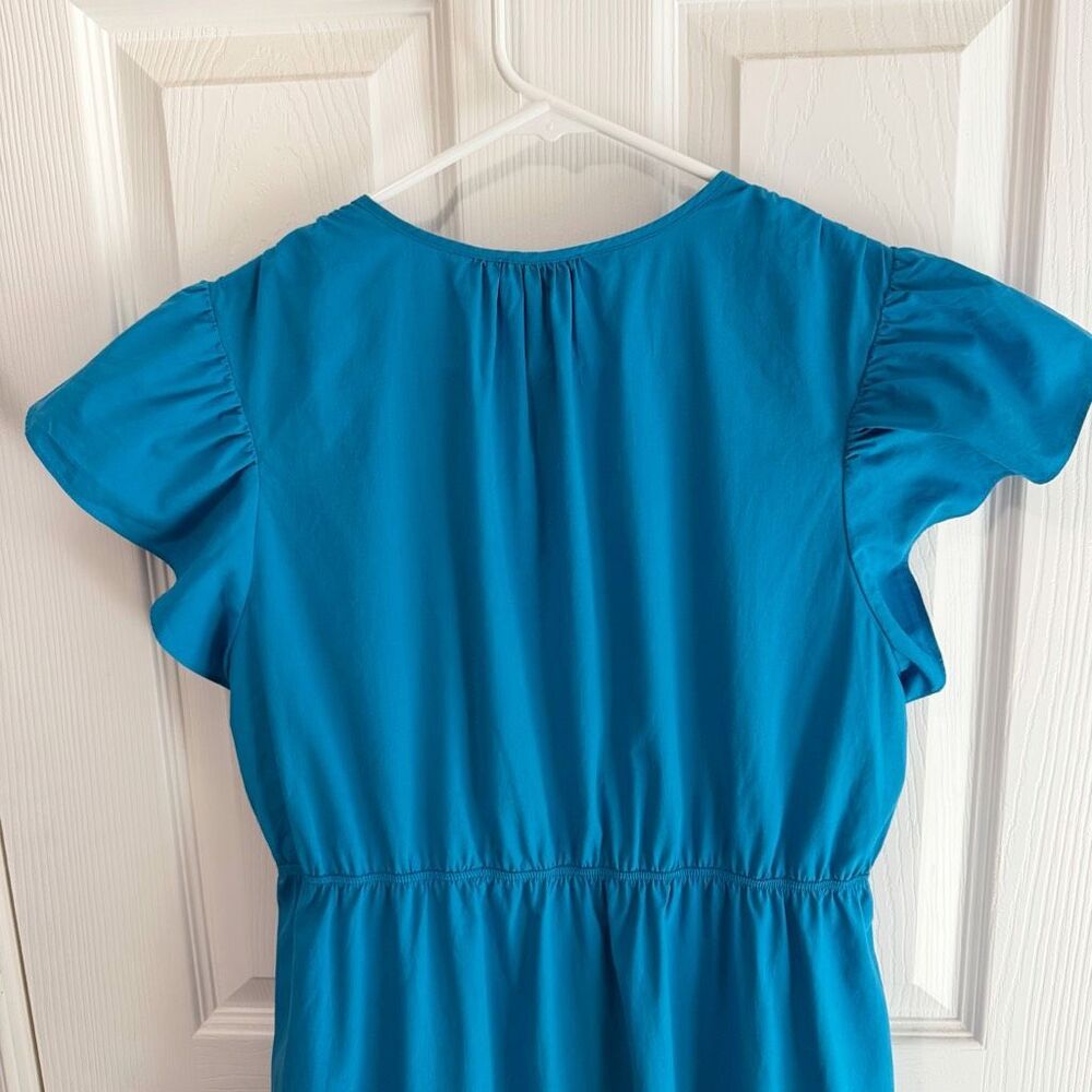 RAILS Tina Blue Midi Dress Size Medium Flutter Sleeve Ruffle Hem Blue Cotton - Picture 11 of 13